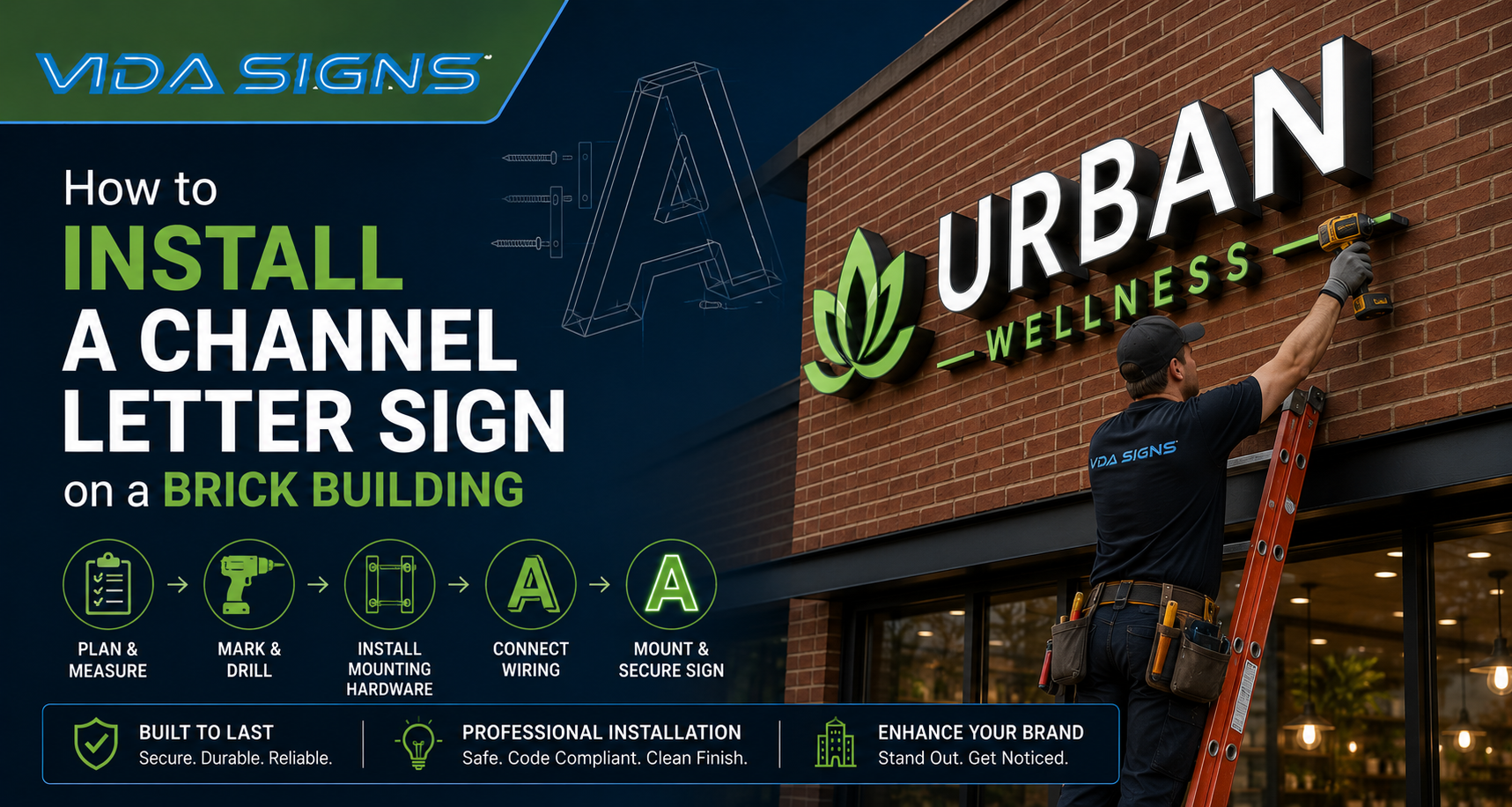 How to Install a Channel Letter Sign on a Brick Building